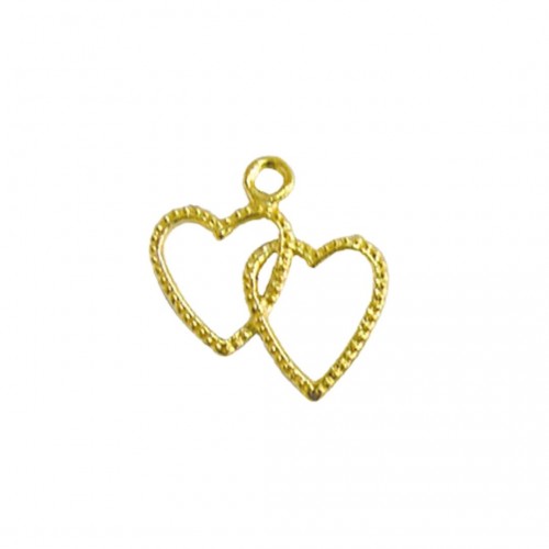 Καρδιά Μεταλλική Διπλή Χρυσή 2.5x2.2cm