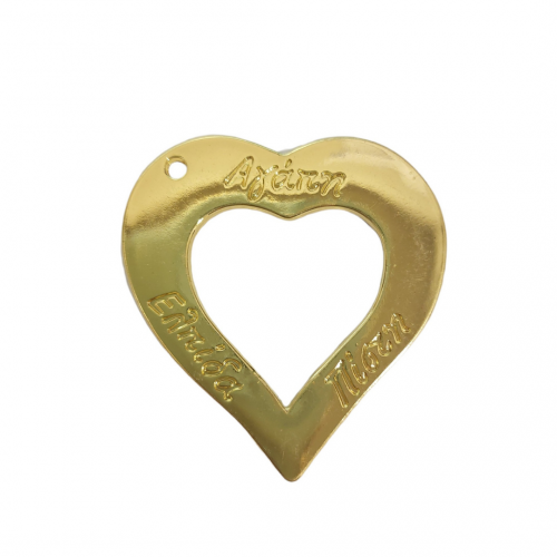 Διακοσμητικό Καρδιά Μεταλλική με Ευχές Χρυσή 4.5x5cm