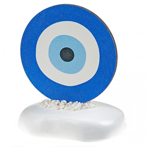 Μάτι Μπλε Ξύλινο σε Βραχάκι 6.5cm