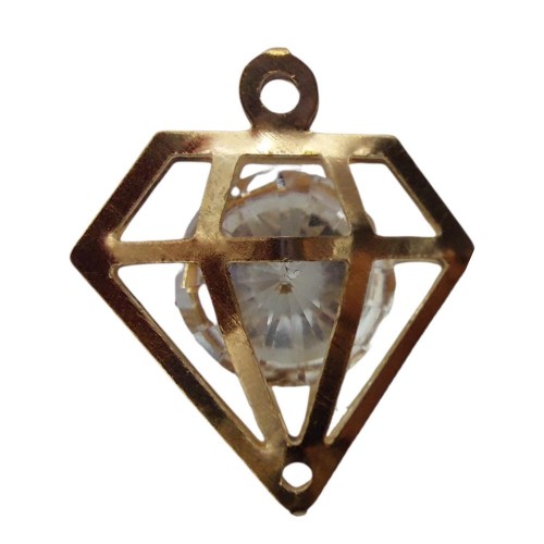Διακοσμητικό Μεταλλικό Διαμάντι με Κρυσταλλάκι 2cm