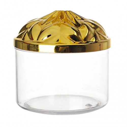 Κουτάκι Ακρυλικό Στρογγυλό με Χρυσό Καπάκι 7x5cm