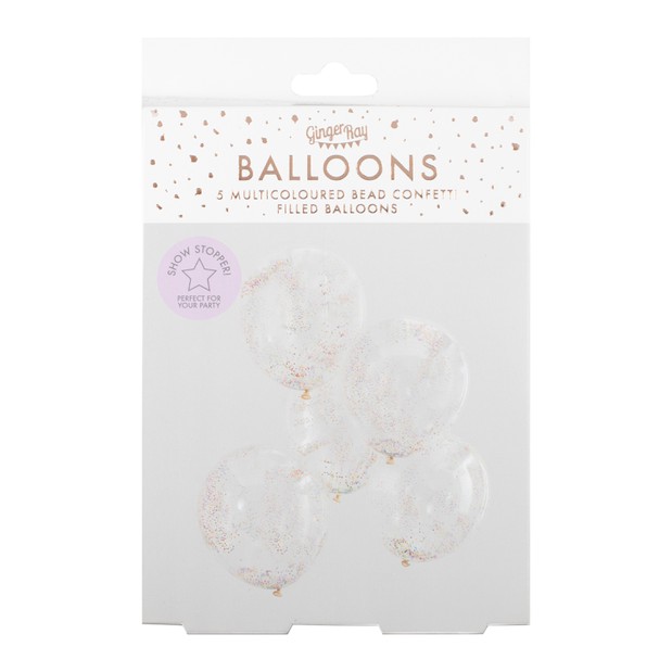 Μπαλόνια Διάφανα με Πολύχρωμο Κομφετί Πακ 5τμχ 