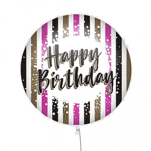 Μπαλόνι Foil Happy Birthday Stripes 46cm