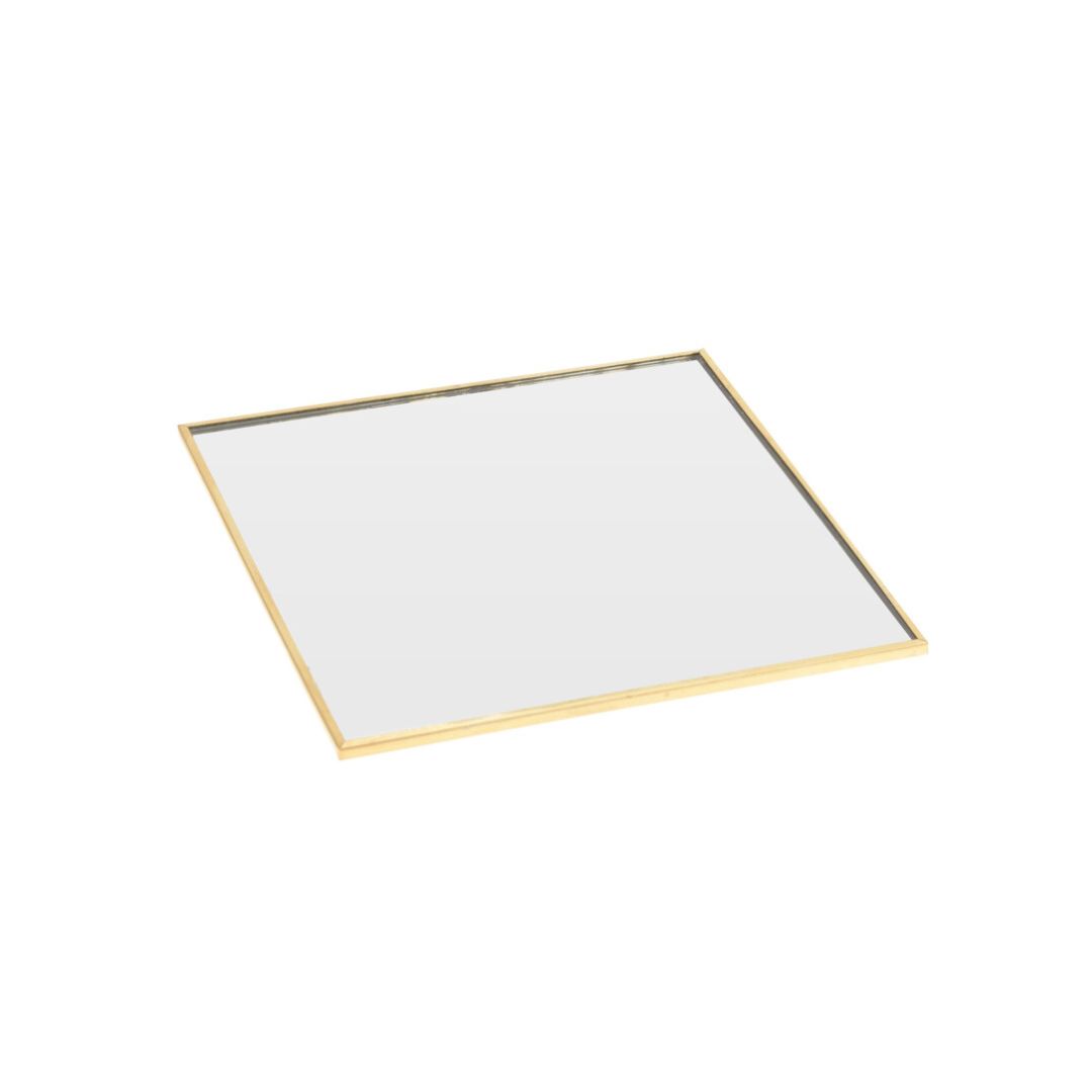 Δισκάκι Τετράγωνο Καθρέφτης Χρυσό Μεταλλικό Πλαίσιο 15cm