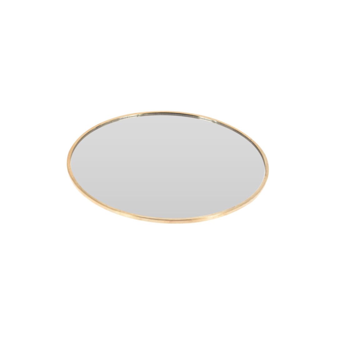 Δισκάκι Στρογγυλό Καθρέφτης Χρυσό Μεταλλικό Πλαίσιο 15cm