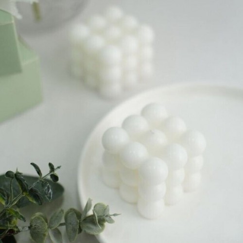 Κερί Bubble Cube Παραφίνης Λευκό 6x5.5cm