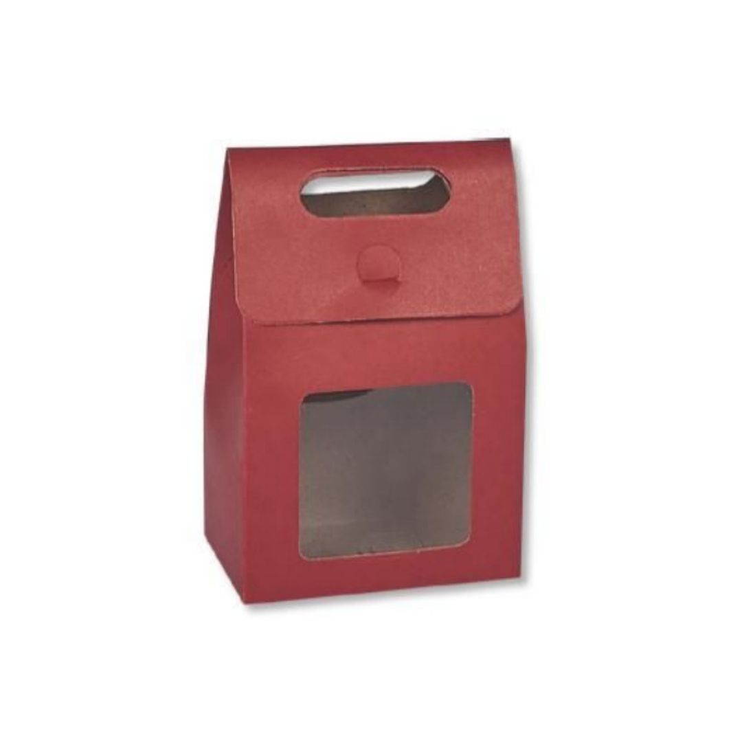 Κουτί Χάρτινο Κόκκινο με Λαβή & Παράθυρο 15.5x10x6cm