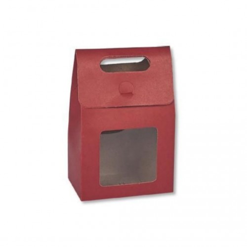 Κουτί Χάρτινο Κόκκινο με Λαβή & Παράθυρο 15.5x10x6cm