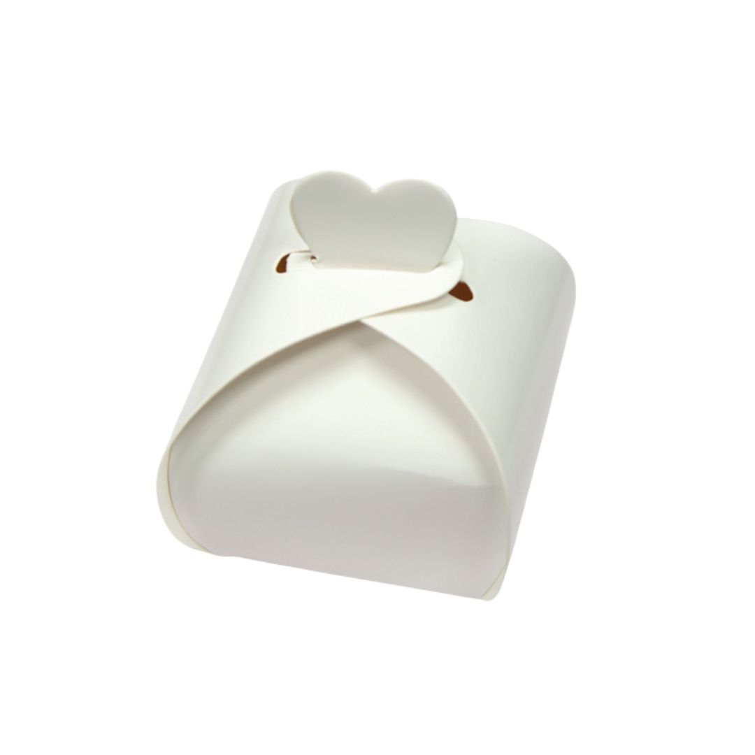 Κουτάκι Χάρτινο Λευκό Κλείσιμο Καρδιά 7x7x4cm