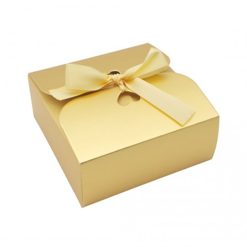 Κουτί Χάρτινο Χρυσό με Κορδέλα 12x12x5cm