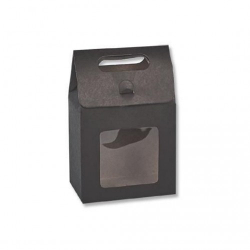 Κουτί Χάρτινο Μαύρο με Λαβή και Παράθυρο 15.5x10x6cm