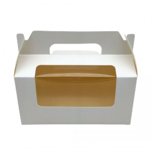 Κουτί Χάρτινο Με Λαβή & Παράθυρο Λευκό 16.5x9.5x9cm