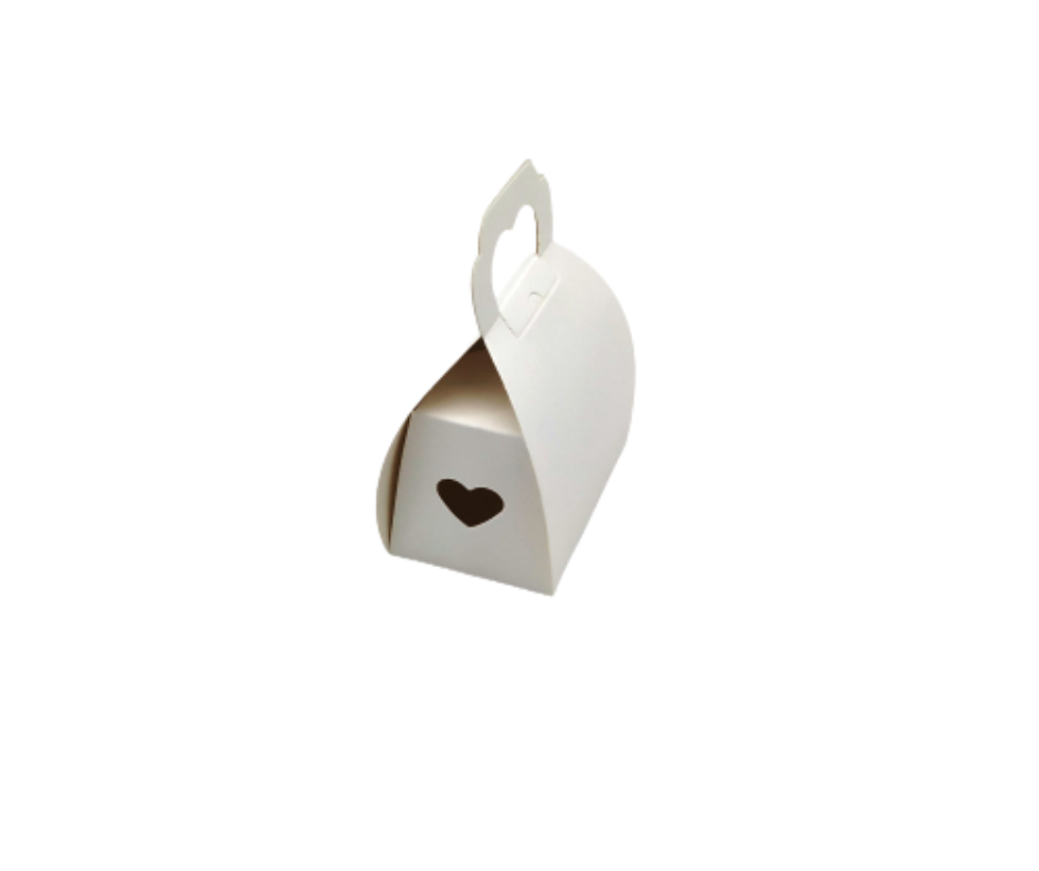 Τσαντάκι Χάρτινο Μπομπέ Με Λαβή Σε Σχήμα Καρδιάς Λευκό 6.5x9.5x6cm