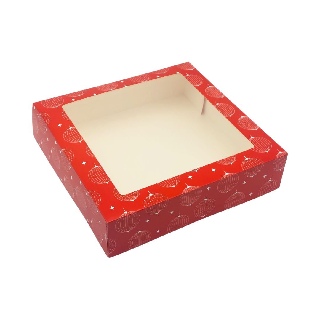 Κουτί X-mas Βασιλόπιτας Κόκκινο με Παράθυρο 32x32x8cm