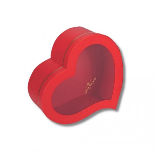 Κουτί Χάρτινο Καρδιά Κόκκινο με Παράθυρο 24.5x21.5x9.5cm