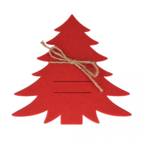 Θήκη για Μαχαιροπίρουνα Τσόχινη Χριστουγεννιάτικο Δέντρο Κόκκινο Πακ 4τμχ