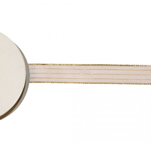 Κορδέλα Πολυτελείας Οργάντζα με Ρίγες Χρυσή 1.5cm 20Y
