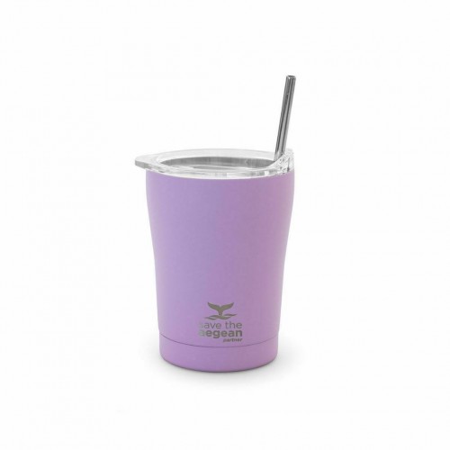 Estia Coffee Mug Save The Aegean Ποτήρι Θερμός με Καλαμάκι Lavender Purple 0.35lt