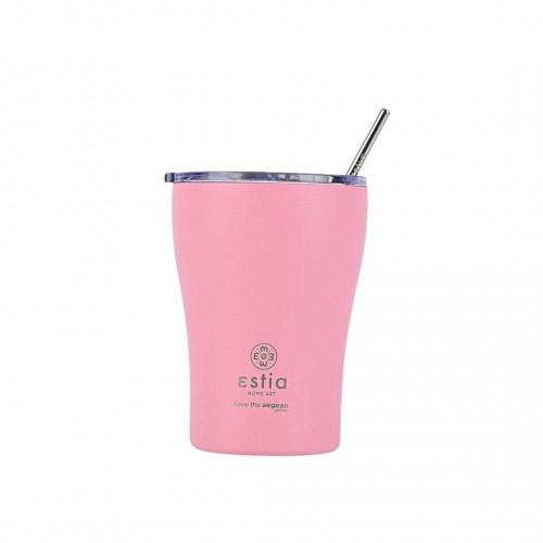 Estia Coffee Mug Save The Aegean Ποτήρι Θερμός με Καλαμάκι Blossom Rose 0.35lt