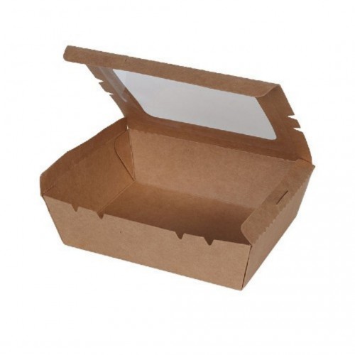 Κουτί Φαγητού Kraft με Παράθυρο 19.5x14x6.5cm 2100ml