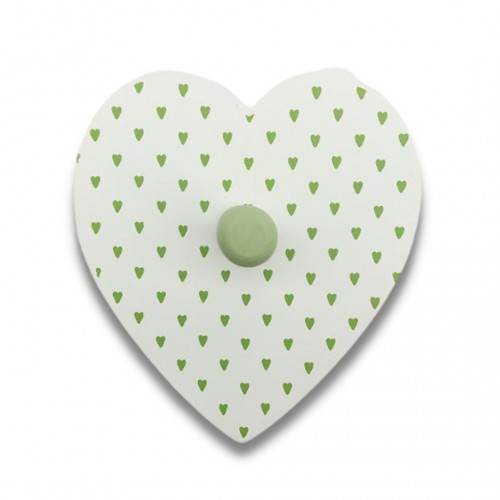 Κρεμάστρα Τοίχου Ξύλινη Παιδική Καρδιά Λευκό & Πράσινο 12x10.5cm