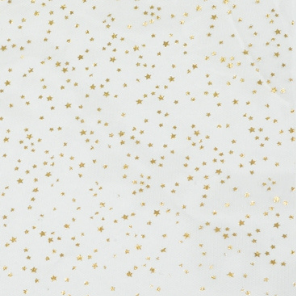 Τούλι Γαλλικό Εκρού Με Χρυσά Αστέρια 29x29cm Πακ 100τμχ