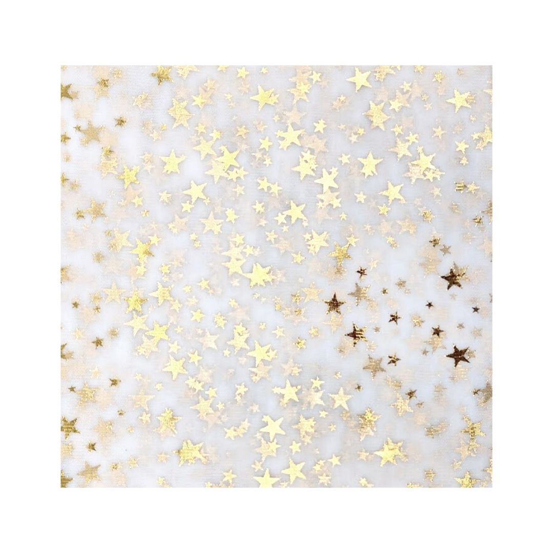 Τούλι Γαλλικό Λευκό με Χρυσά Αστέρια 29x29cm Πακ 100τμχ