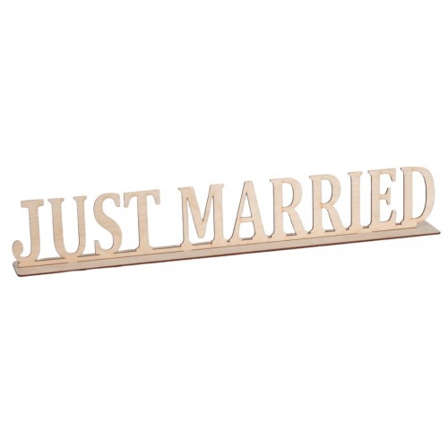 Ξύλινο Just Married με Βάση 61x9.5cm