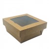 Κουτί Φαγητού Kraft με Καπάκι & Παράθυρο 1250ml 12.5x12.5x7cm