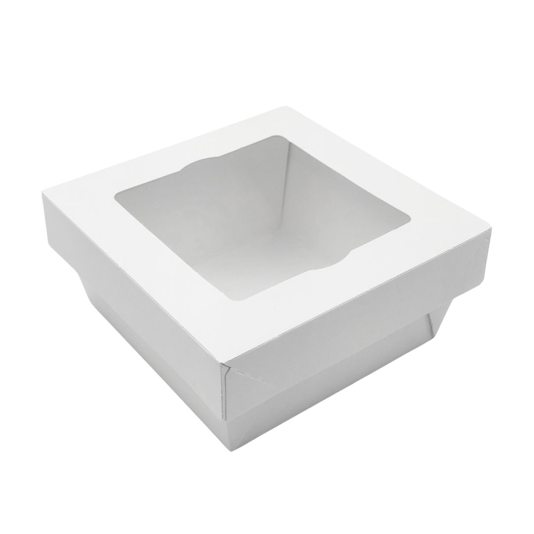 Κουτί Φαγητού Λευκό με Καπάκι & Παράθυρο 1250ml 12.5x12.5x7cm
