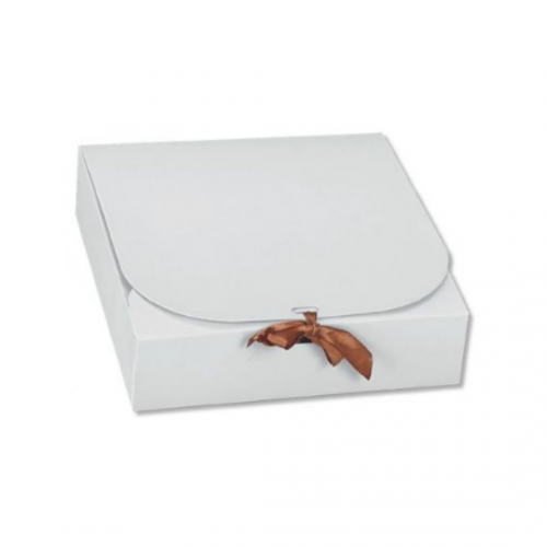 Κουτί Χάρτινο Λευκό με Μπρονζέ Κορδέλα 16.5Χ16.5Χ5cm